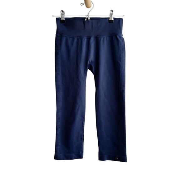 Brooks PureProject Seamless Running Cropped Tights Navy Blue Small - Picture 2 of 10